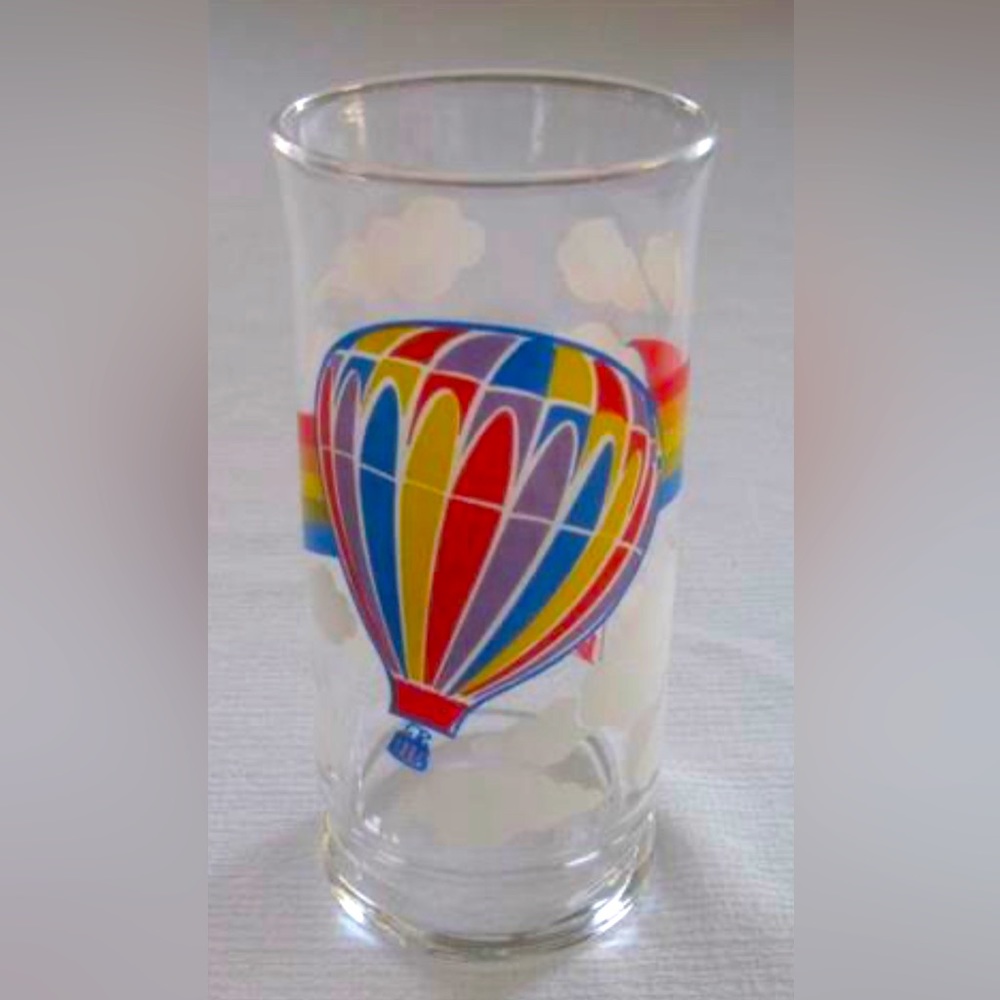 Rare Vintage 80s Dr. Pepper Rainbow & Hot Air Balloon Drinking Glass